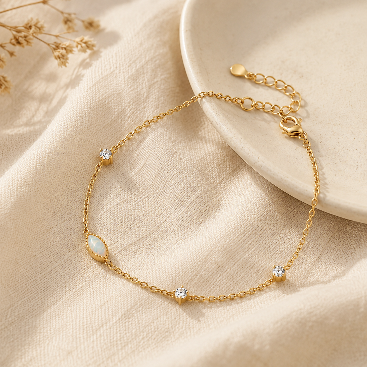 Delicate Opal Station Bracet