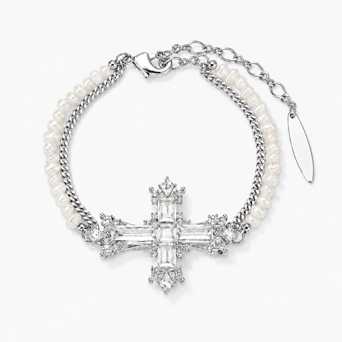 Freshwater Pearl Paraiba Cross Bracelet