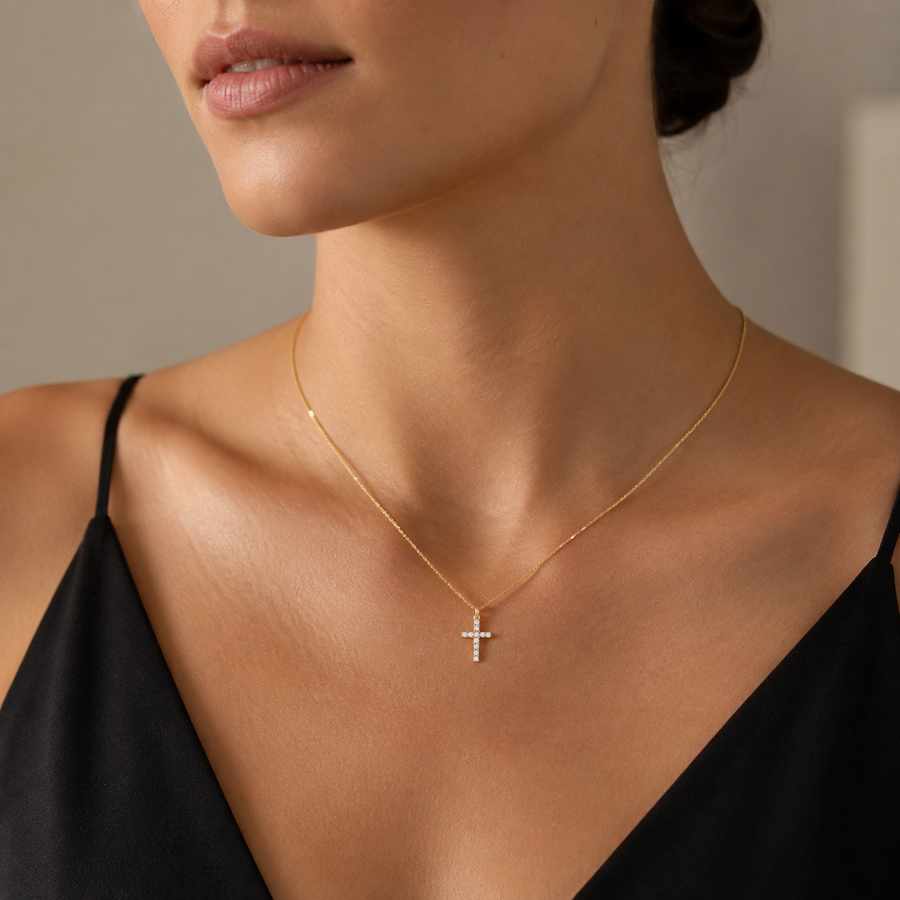 Sparkling CZ Cross Pendant Necklace