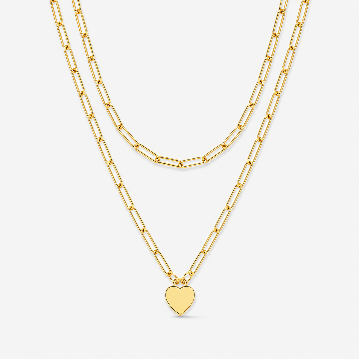 Layered Paperclip Heart Necklace