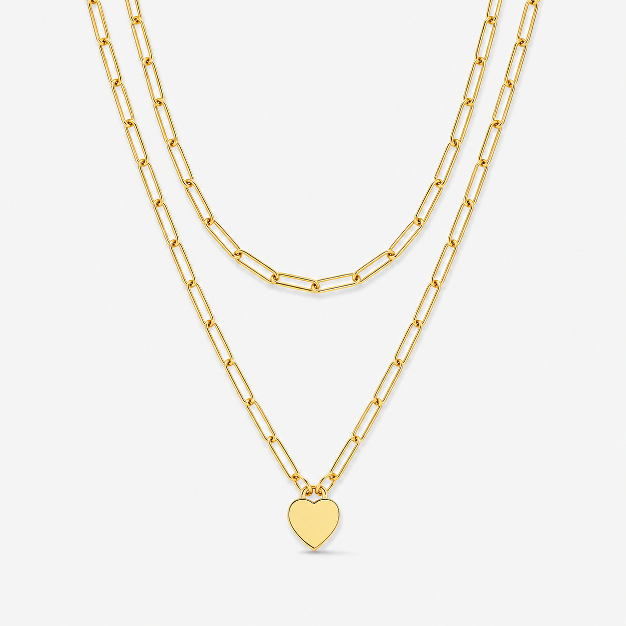 Layered Paperclip Heart Necklace
