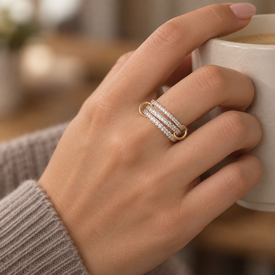 CZ Interlocking Stackable Ring