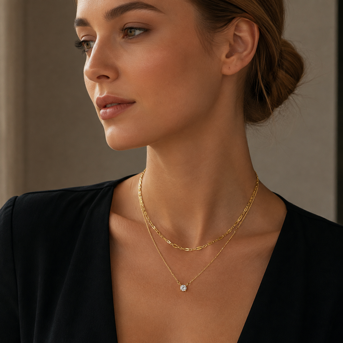 Layered CZ Chain Necklace