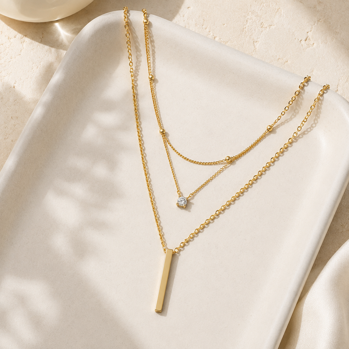 Multi-Layer CZ Bar Necklace
