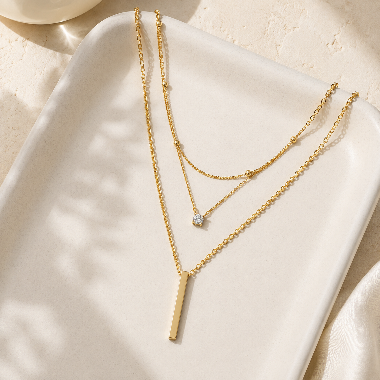 Multi-Layer CZ Bar Necklace
