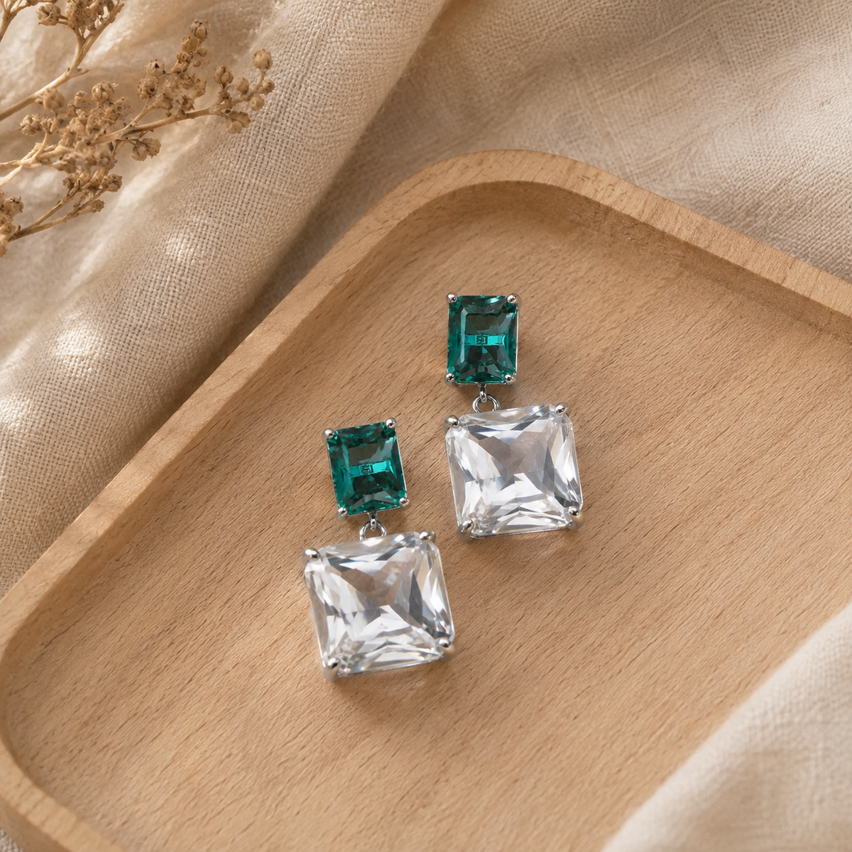Green CZ Stud Earrings