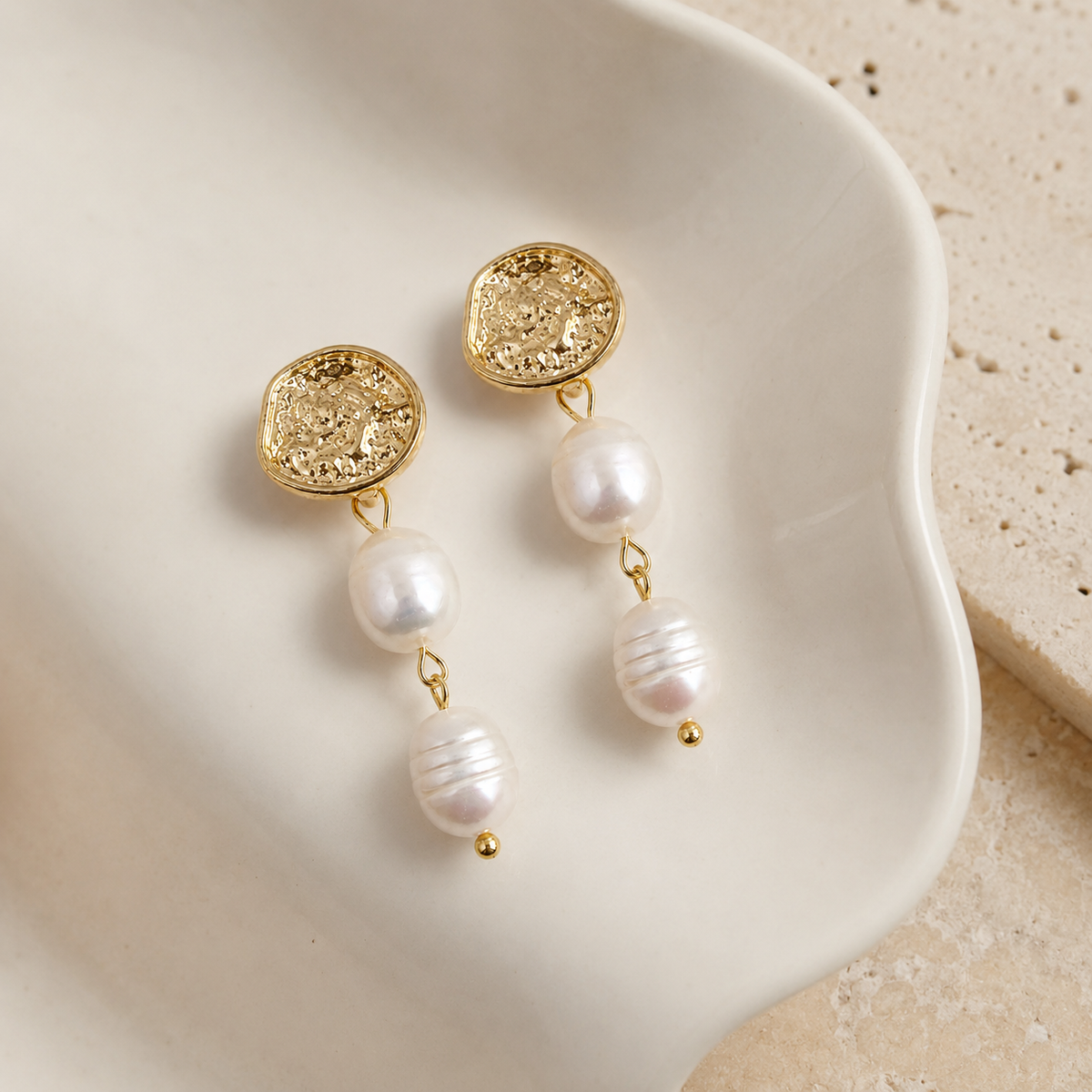Baroque Freshwater Pearl Drop Stud Earrings