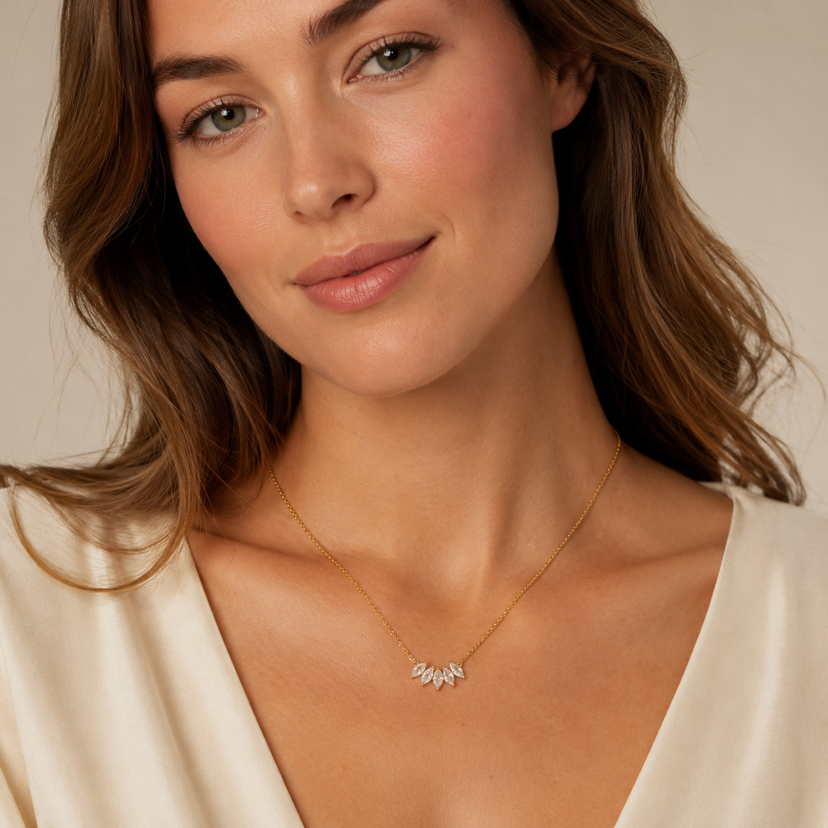 Five Marquise CZ Necklace