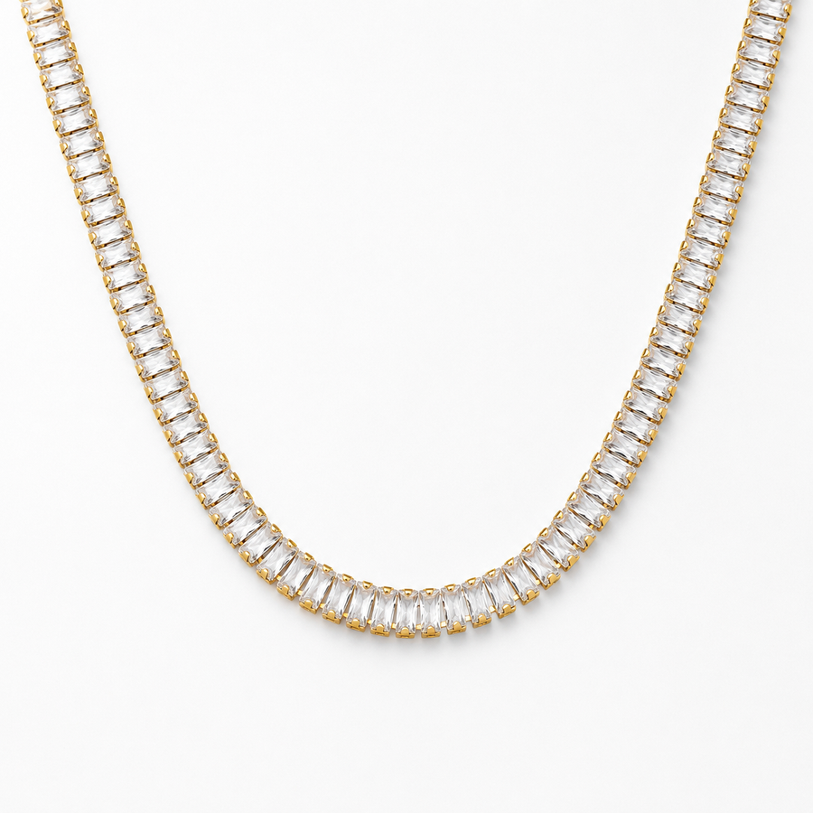 Rectangle CZ Tennis Choker Necklace