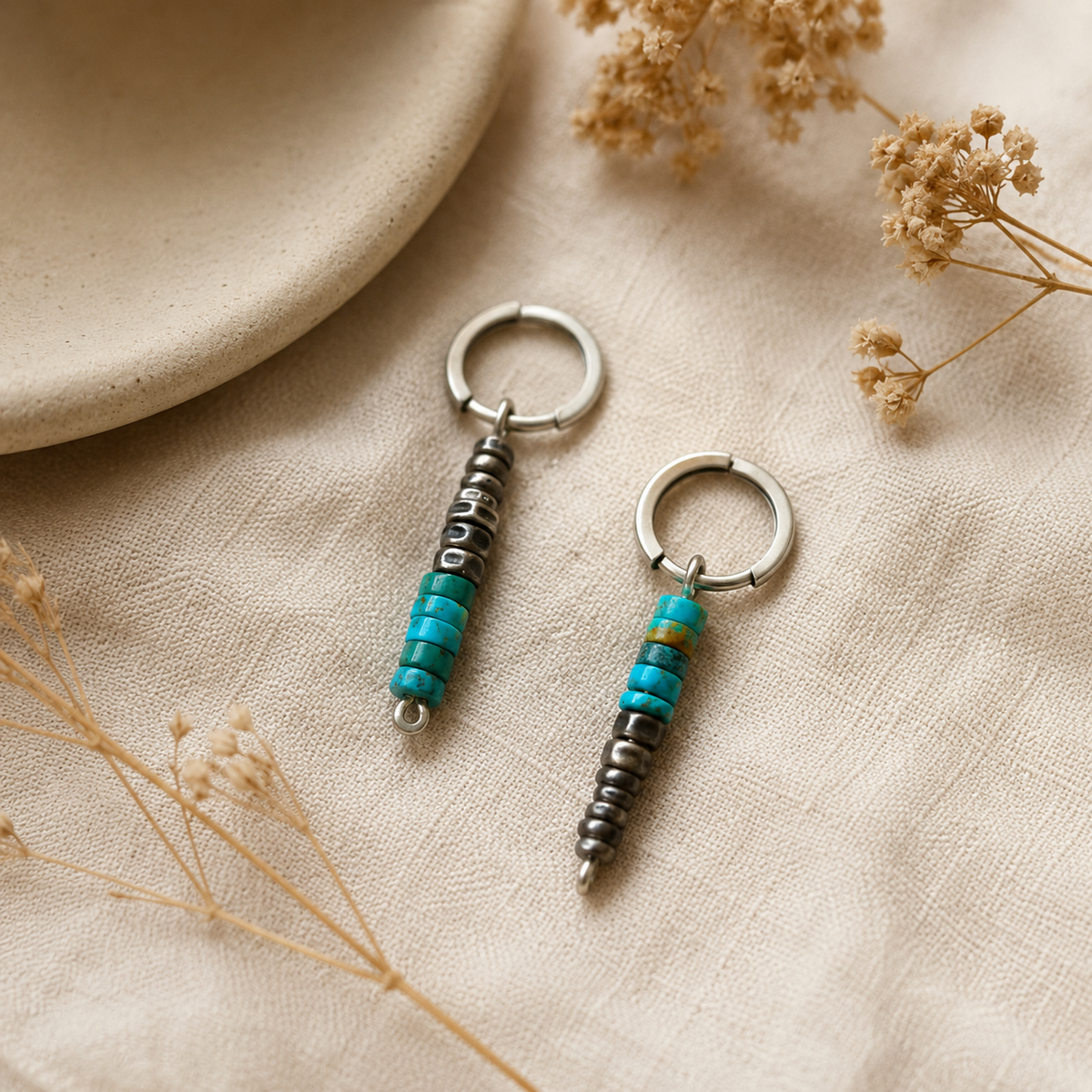 Asymmetrical Tibetan Dangle Earrings
