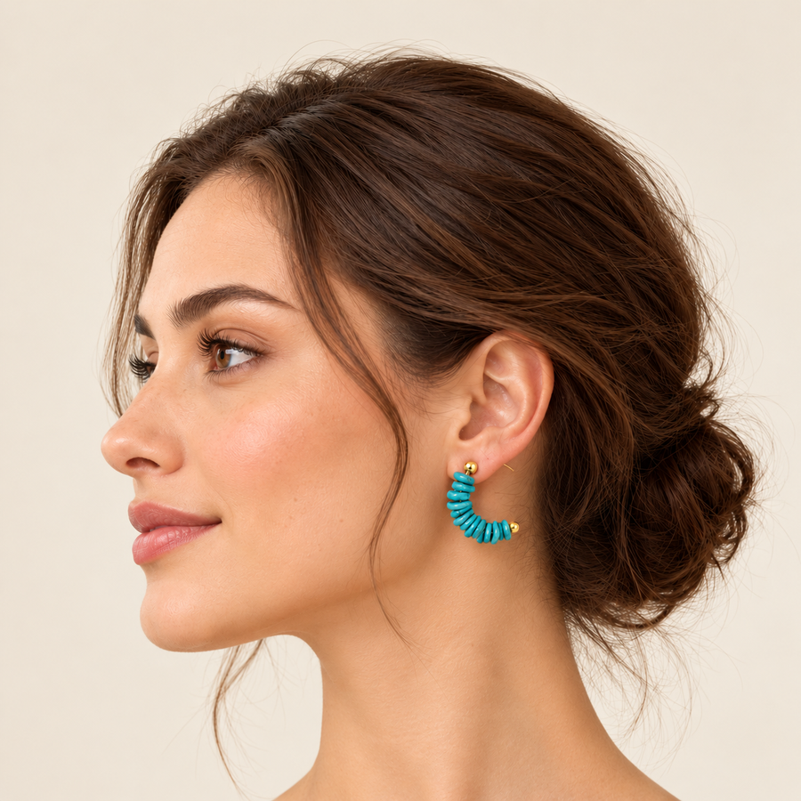 Natural Turquoise Nugget Stud Earrings