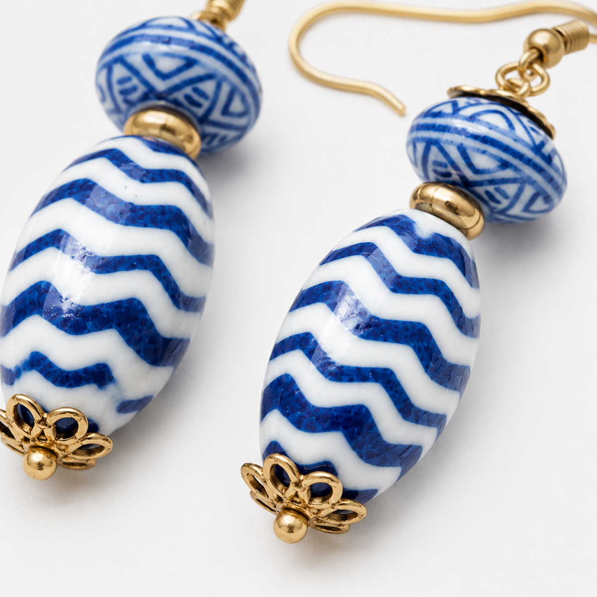 Blue White Porcelain Drop Earrings