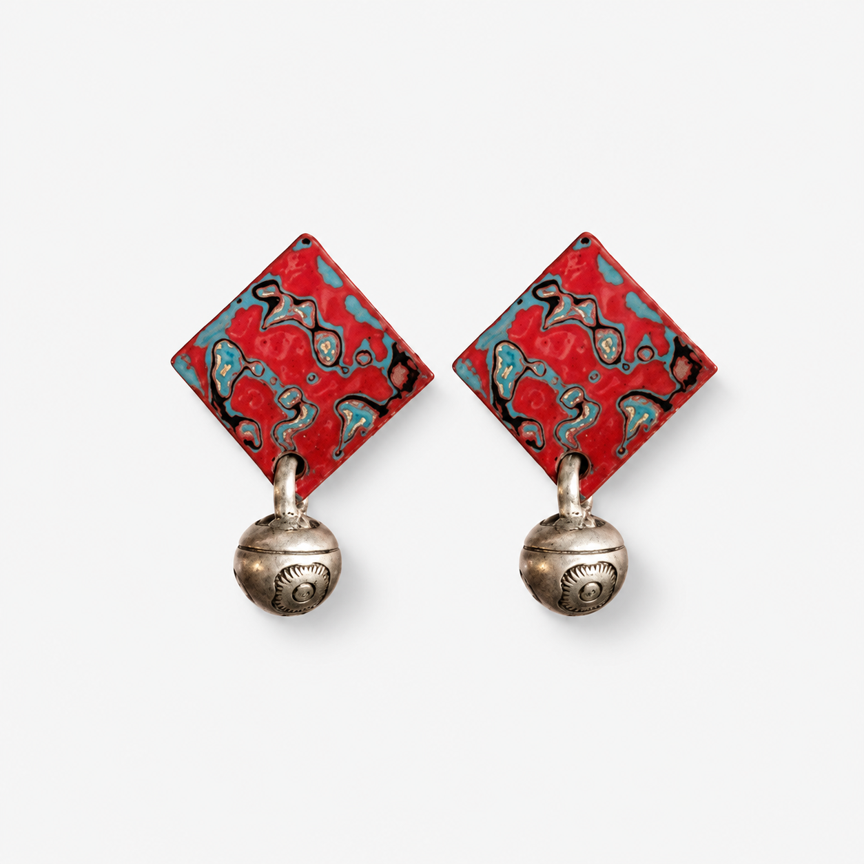 Lacquer Barrel Bead Tassel Earrings