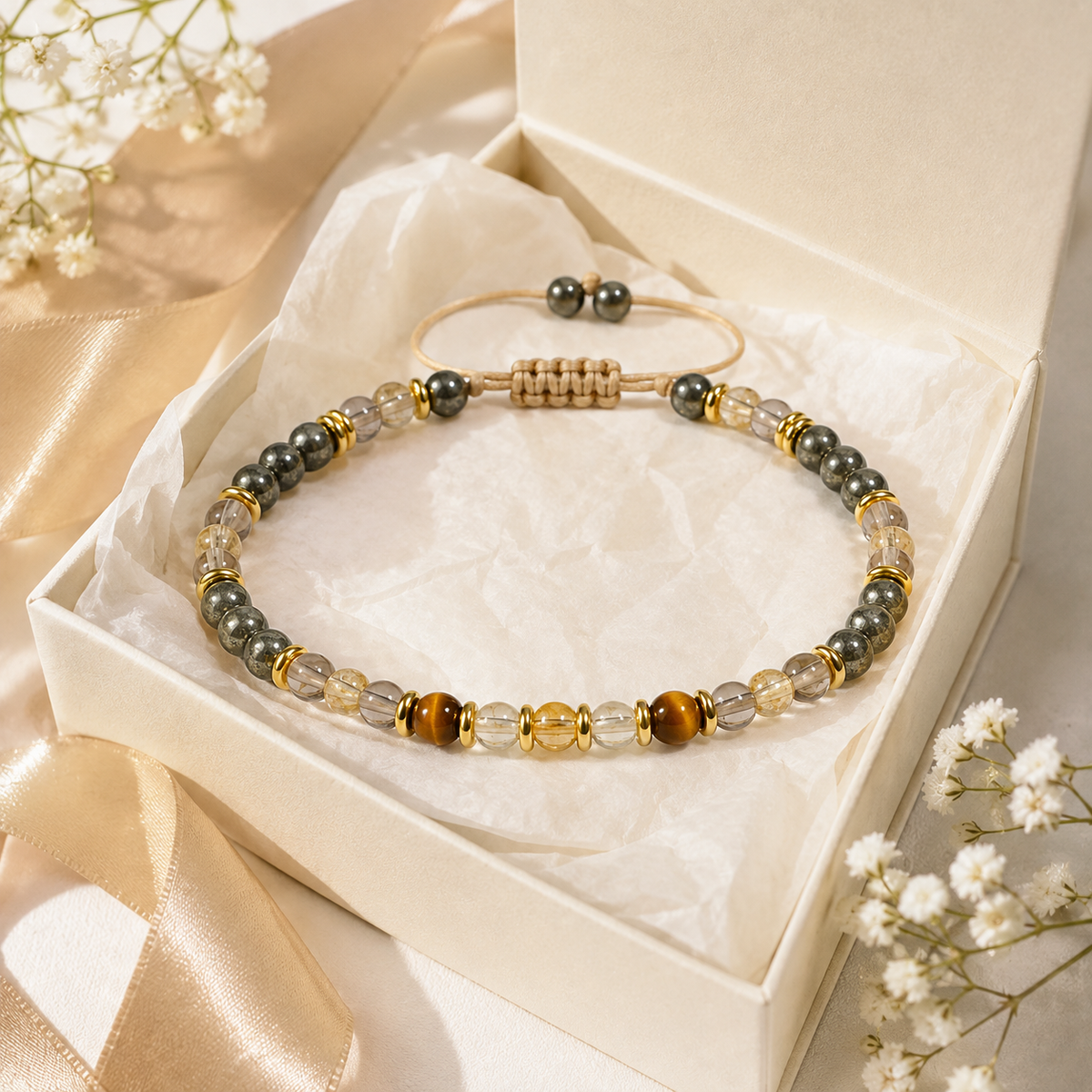 Citrine Tiger Eye Gemstone Bracelet | TEWIKY