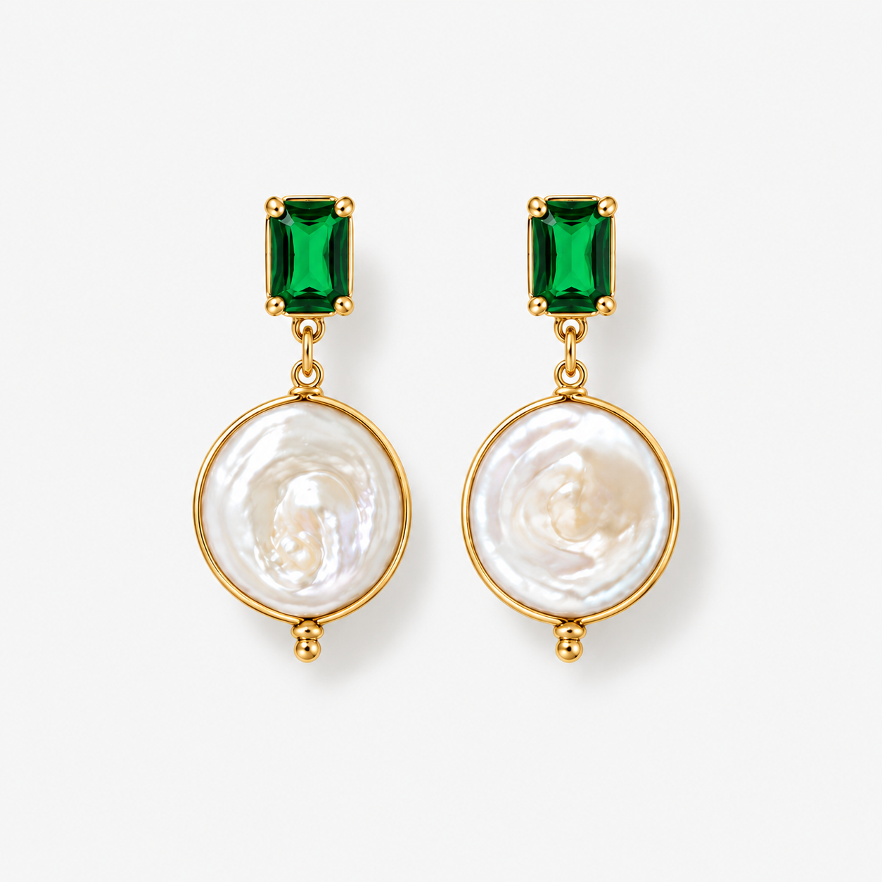 Emerald Baroque Pearl Drop Earrings