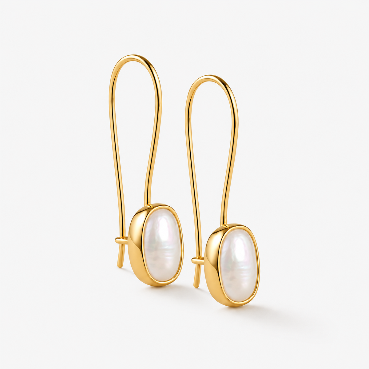 Freshwater Pearl Bezel Drop Earrings