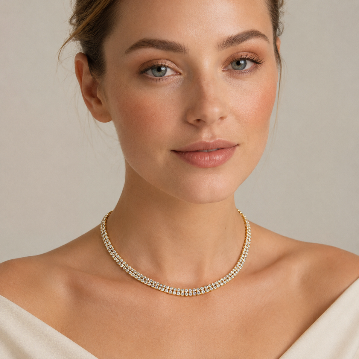 Sparkling Double-Layer Tennis Necklace