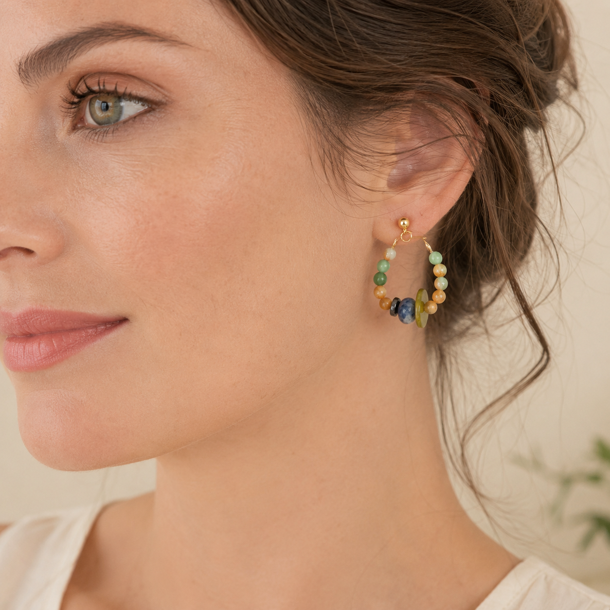 Sky Blue Natural Stone Stud Earrings