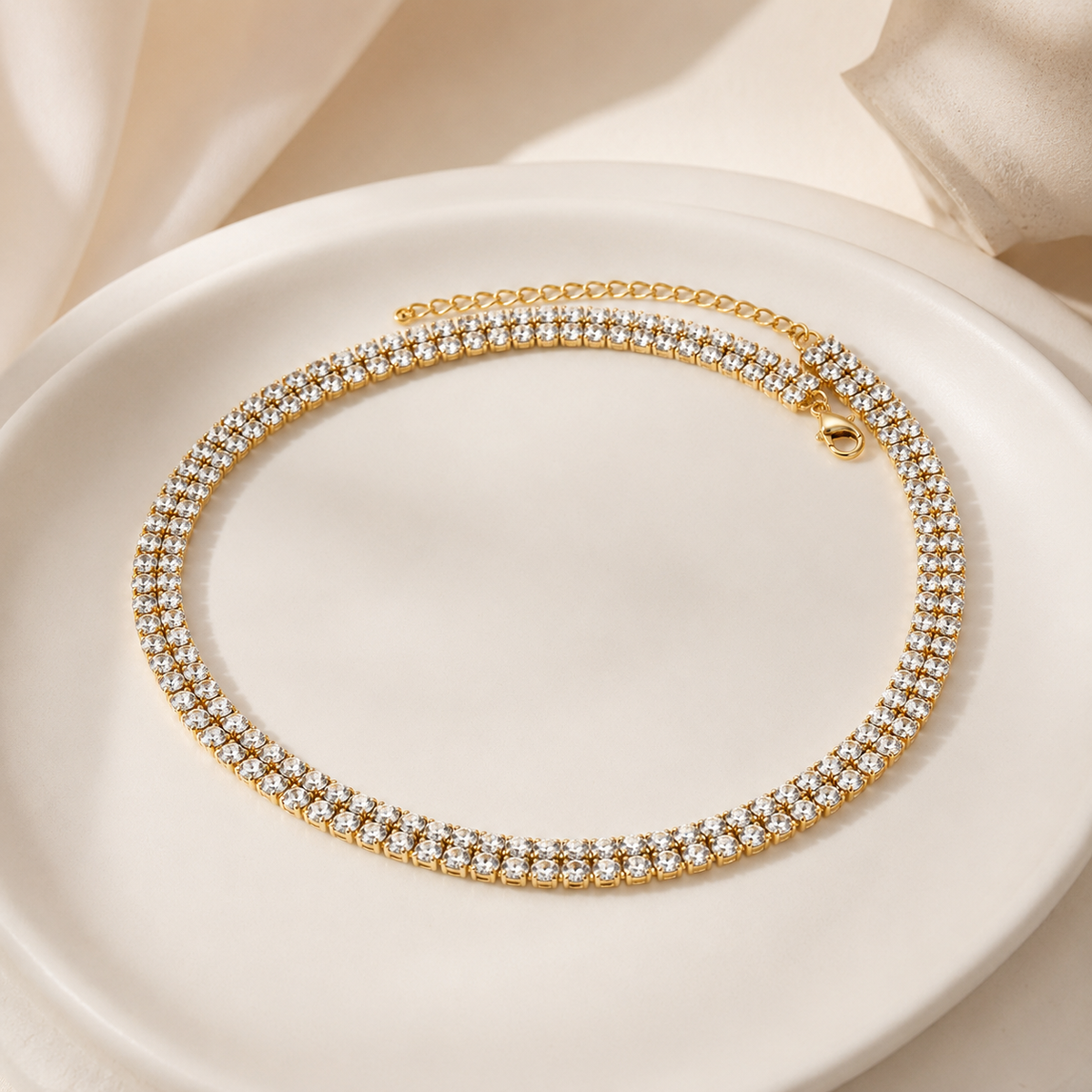 Sparkling Double-Layer Tennis Necklace