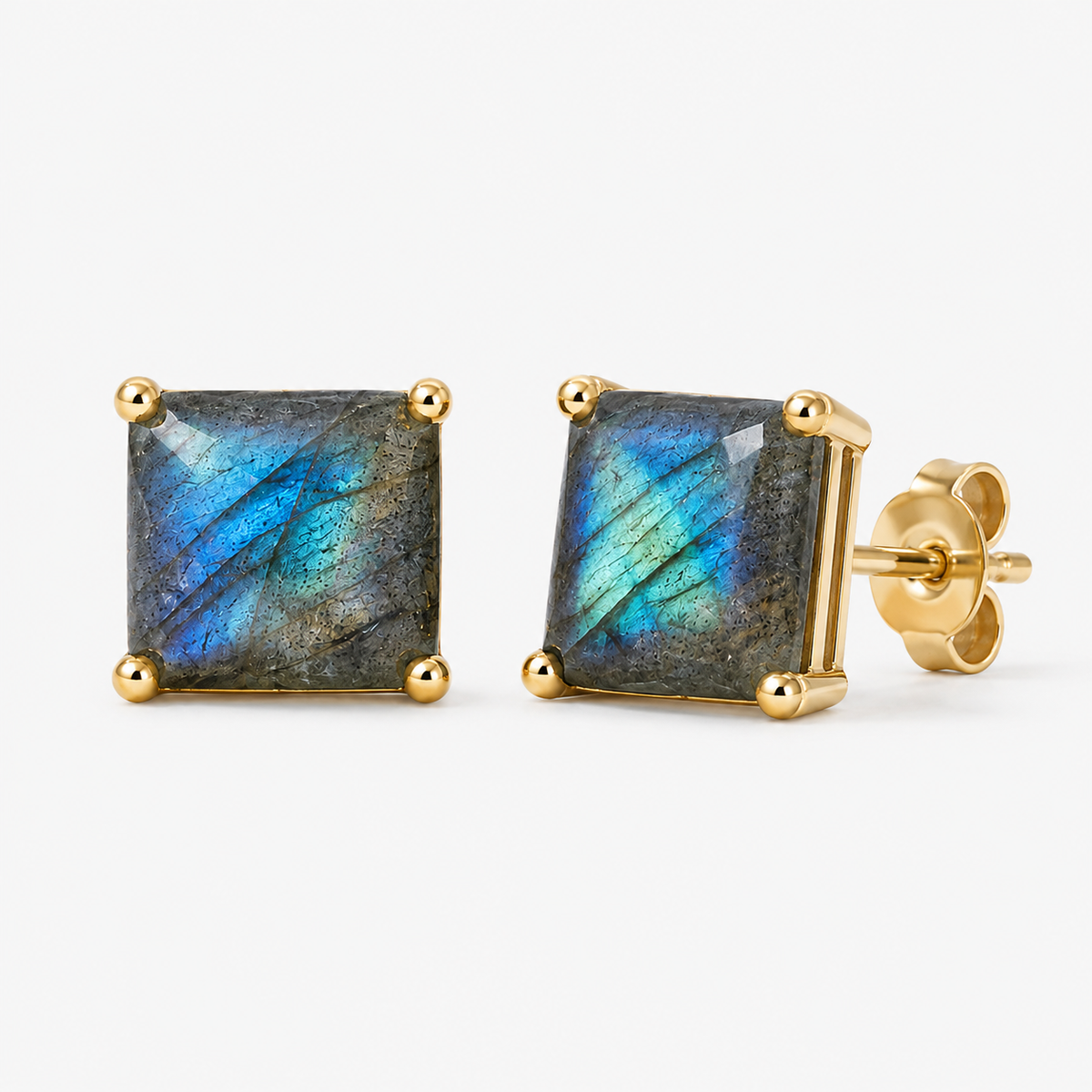 Labradorite Square Stud Earrings