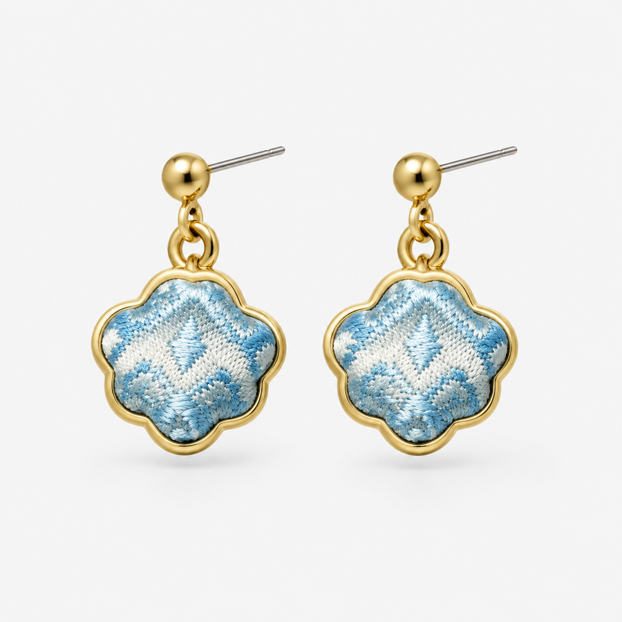 Zhuang Brocade Floral Drop Earrings