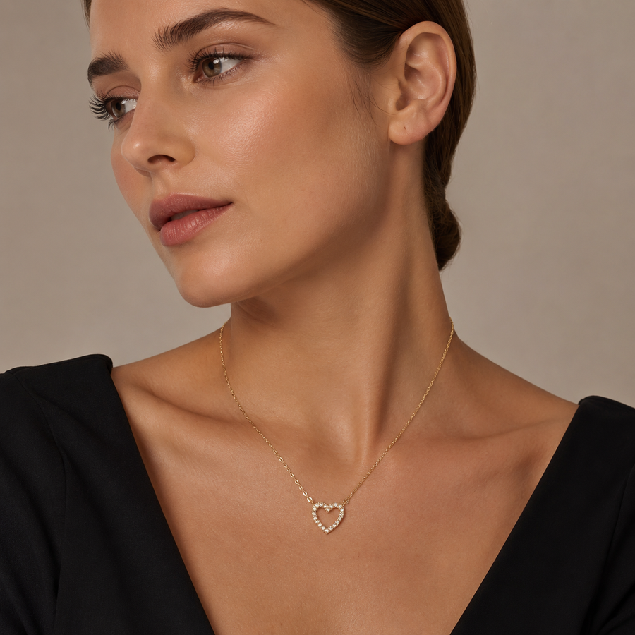 Tiny CZ Heart Necklace