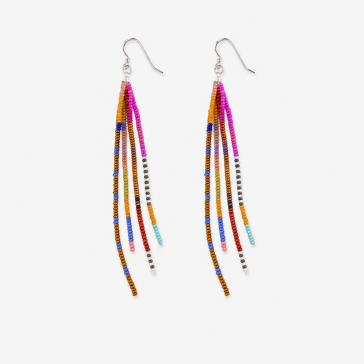 Colorful Boho Beaded Tassel Earrings