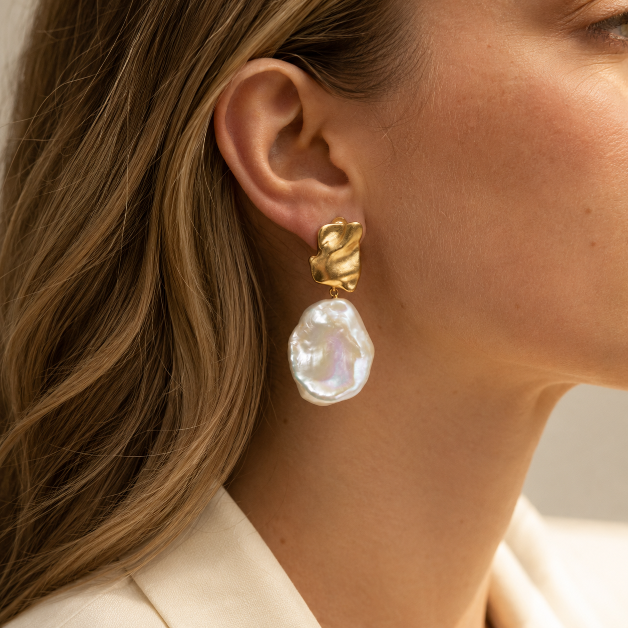 Petal Keshi Freshwater Pearl Earrings