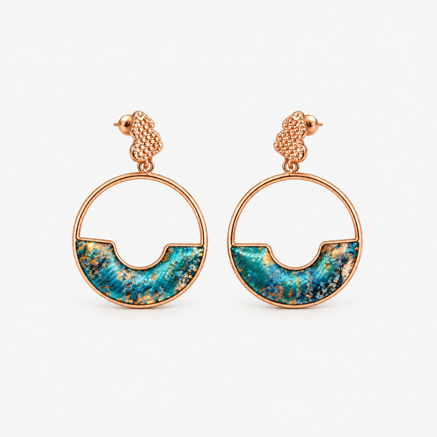 Handmade Song Brocade Hoop Drop Earrings
