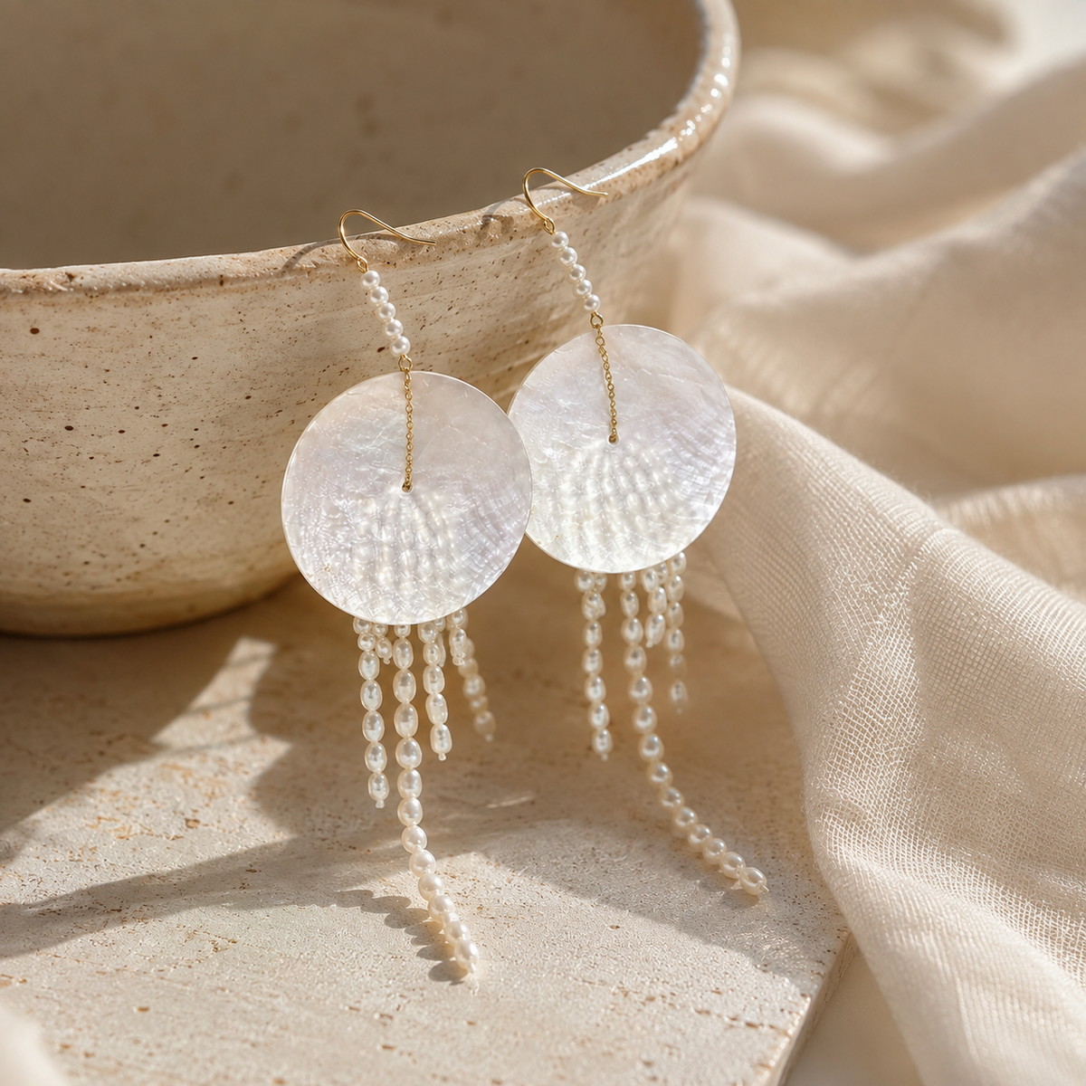 Mother-of-Pearl Pearl Tassel Earrings
