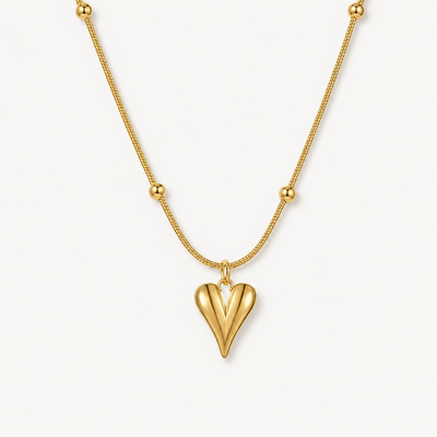 Beaded Heart Pendant Necklace
