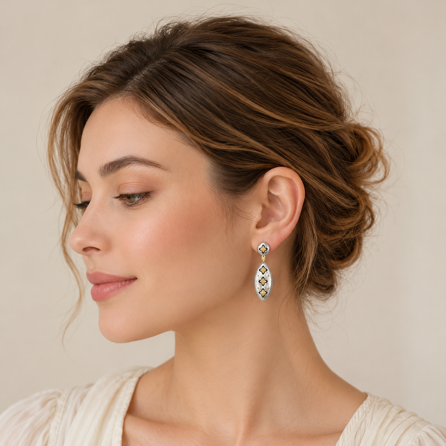 Clover Rhinestone Stud Earrings