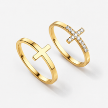Dainty Cross Ring Set for Women