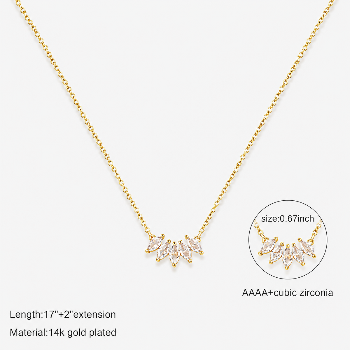 Five Marquise CZ Necklace