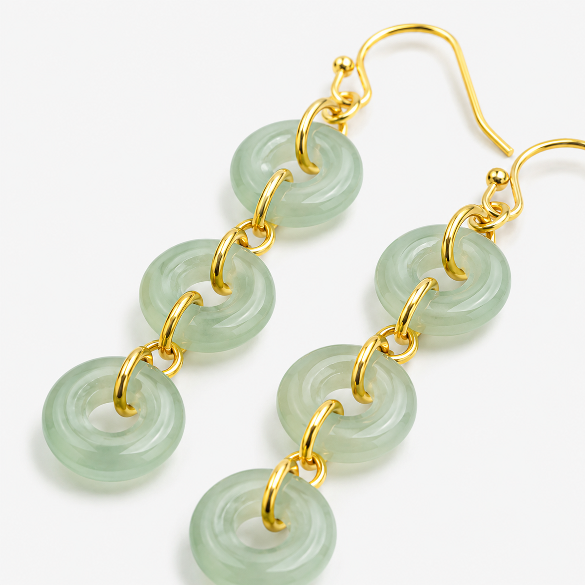 Jade Ring Tassel Earrings