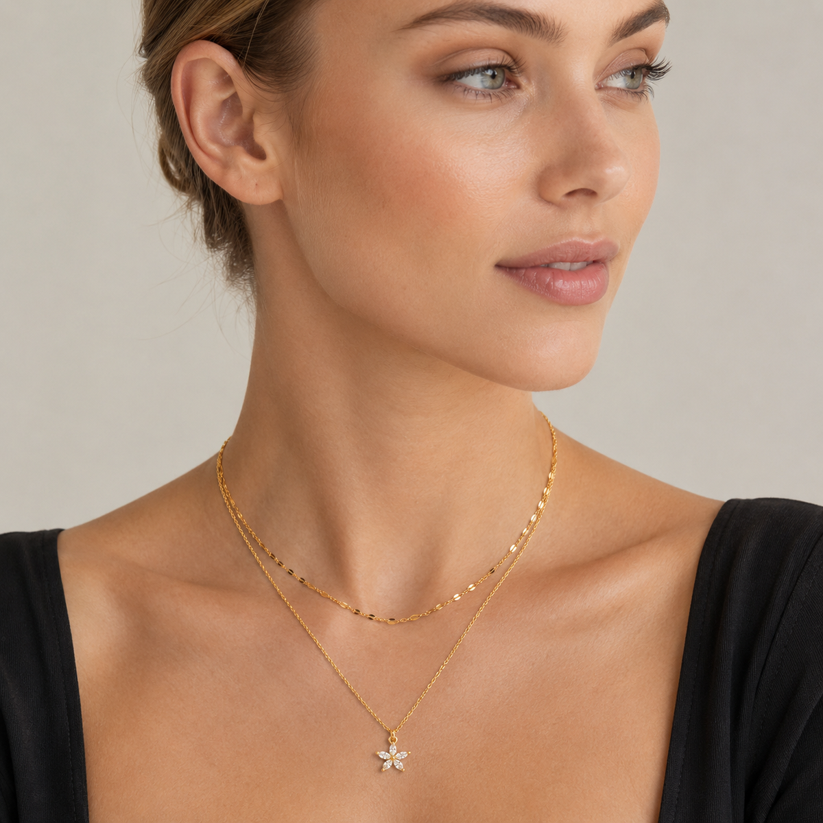Dainty CZ Flower Necklace