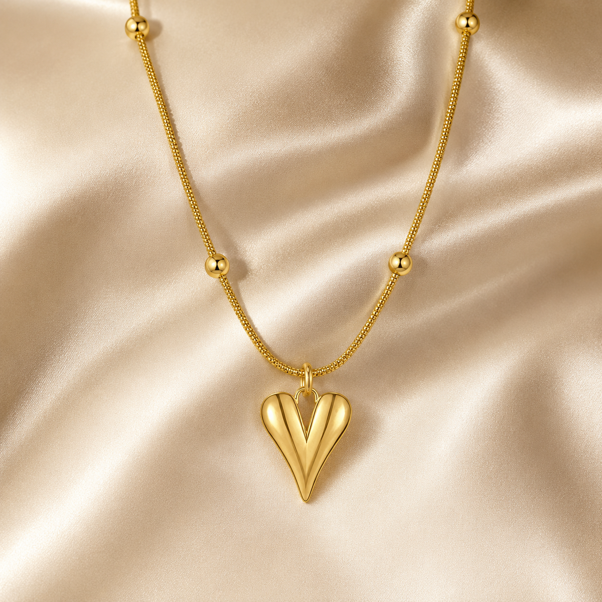 Beaded Heart Pendant Necklace