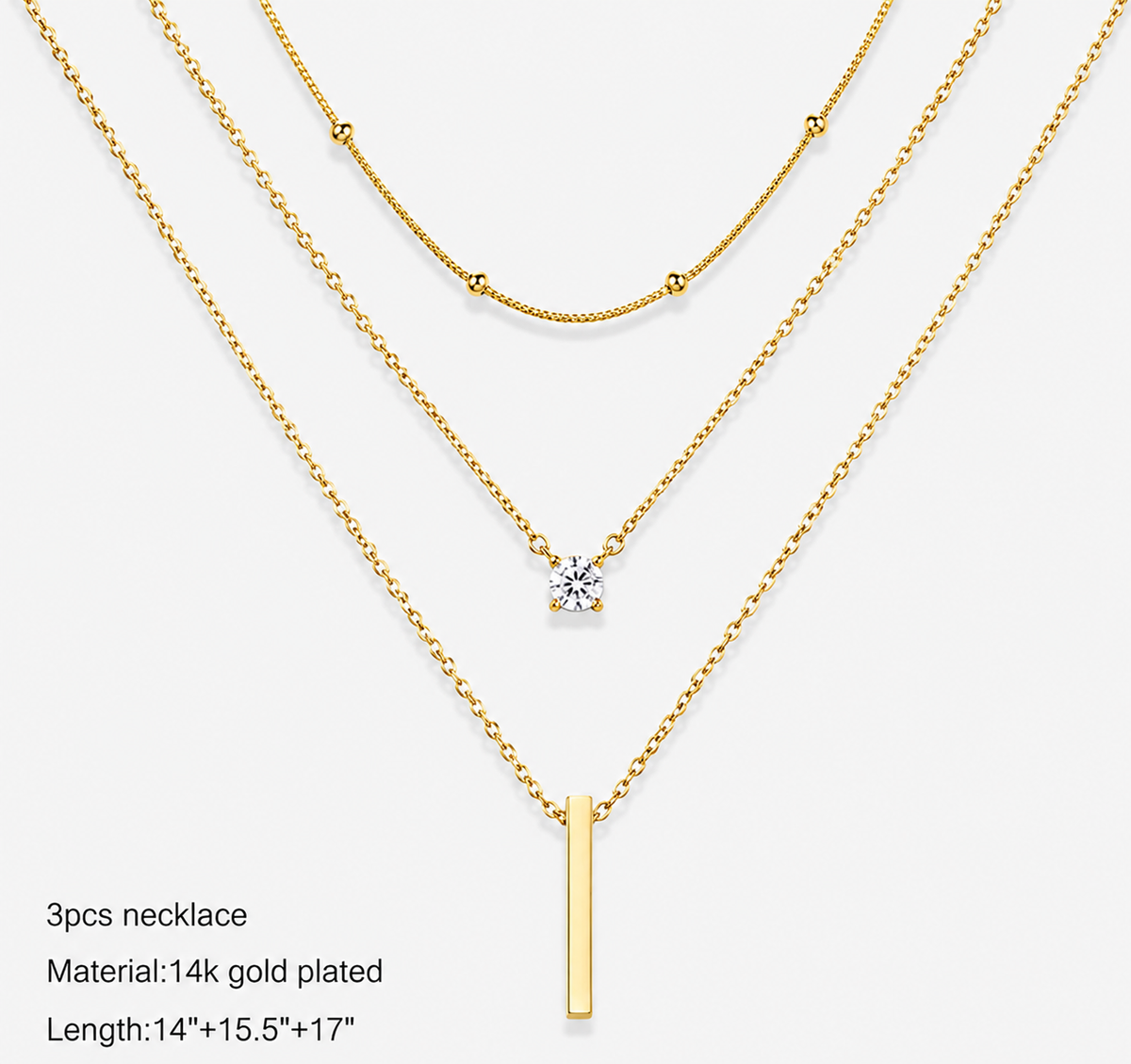 Multi-Layer CZ Bar Necklace