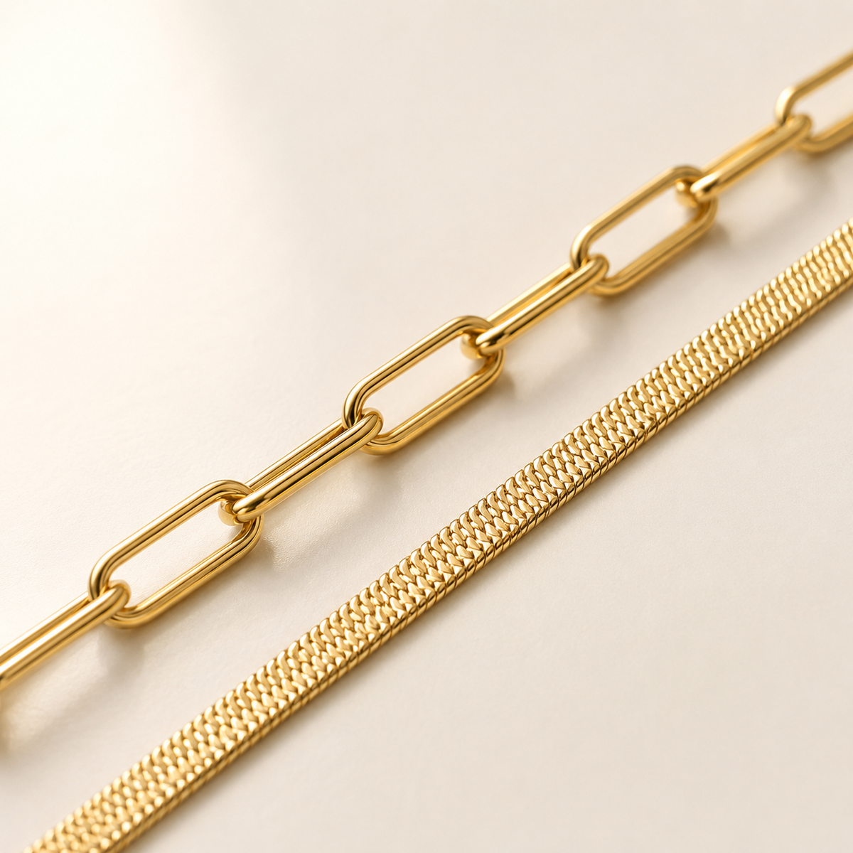 Paperclip Twisted Snake Chain Set