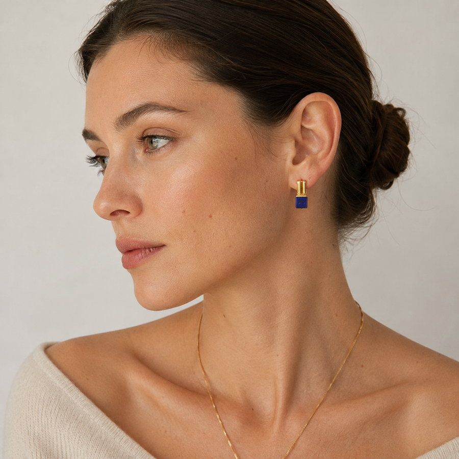 Lapis Lazuli Cube Earrings