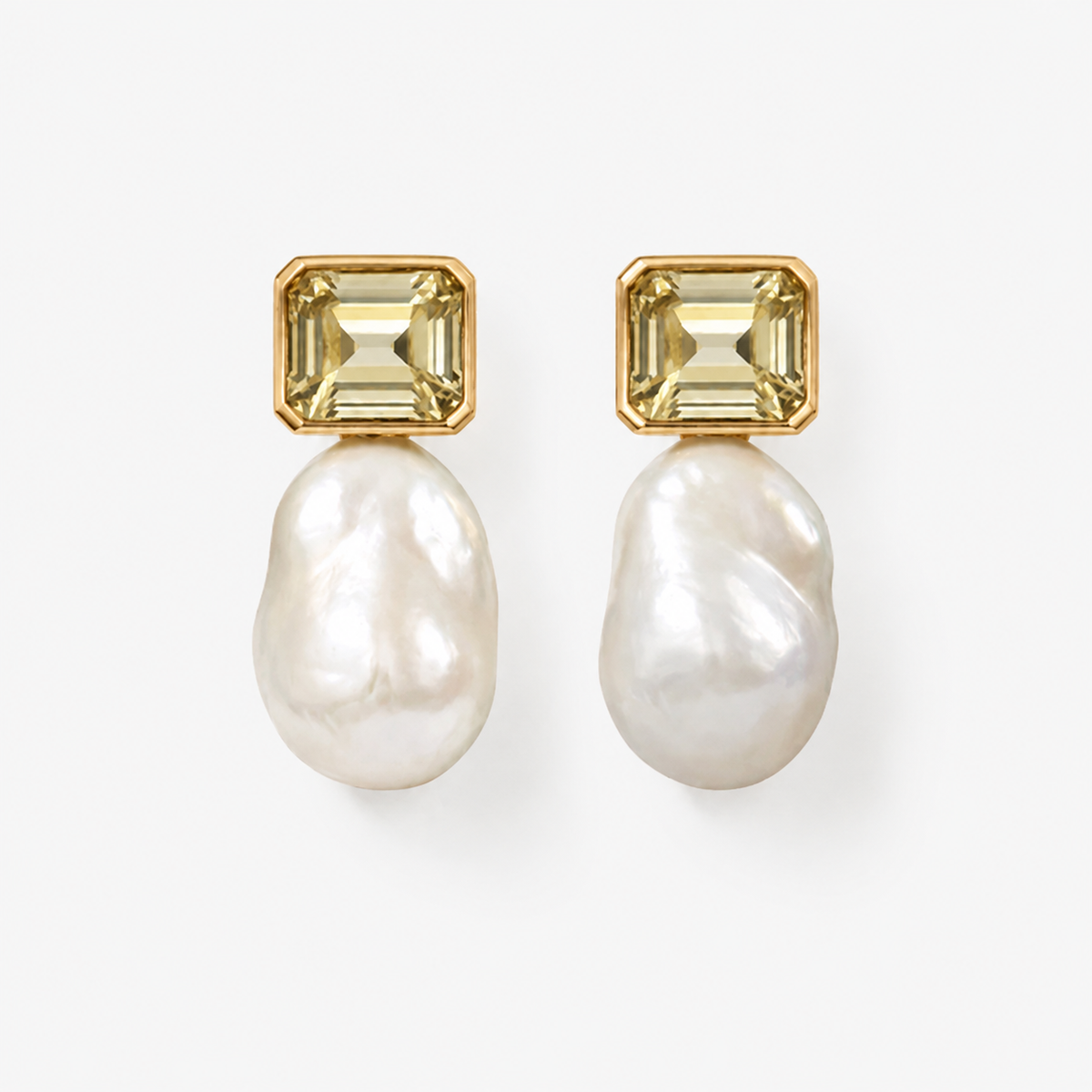Colorful Gemstone Baroque Pearl Earrings