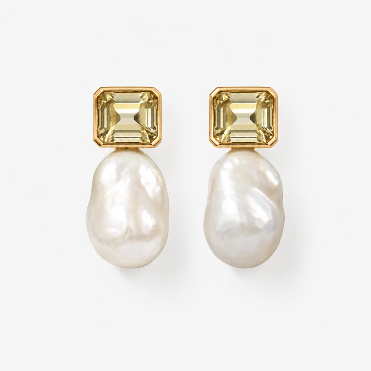 Colorful Gemstone Baroque Pearl Earrings