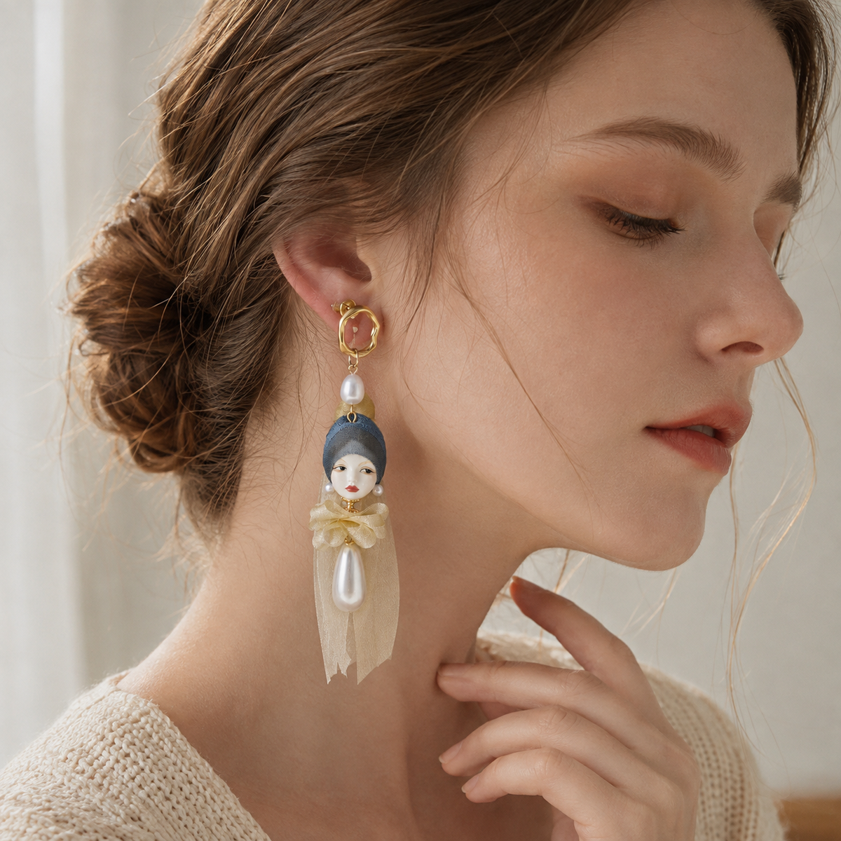 Girl with a Pearl Earring Art Studs