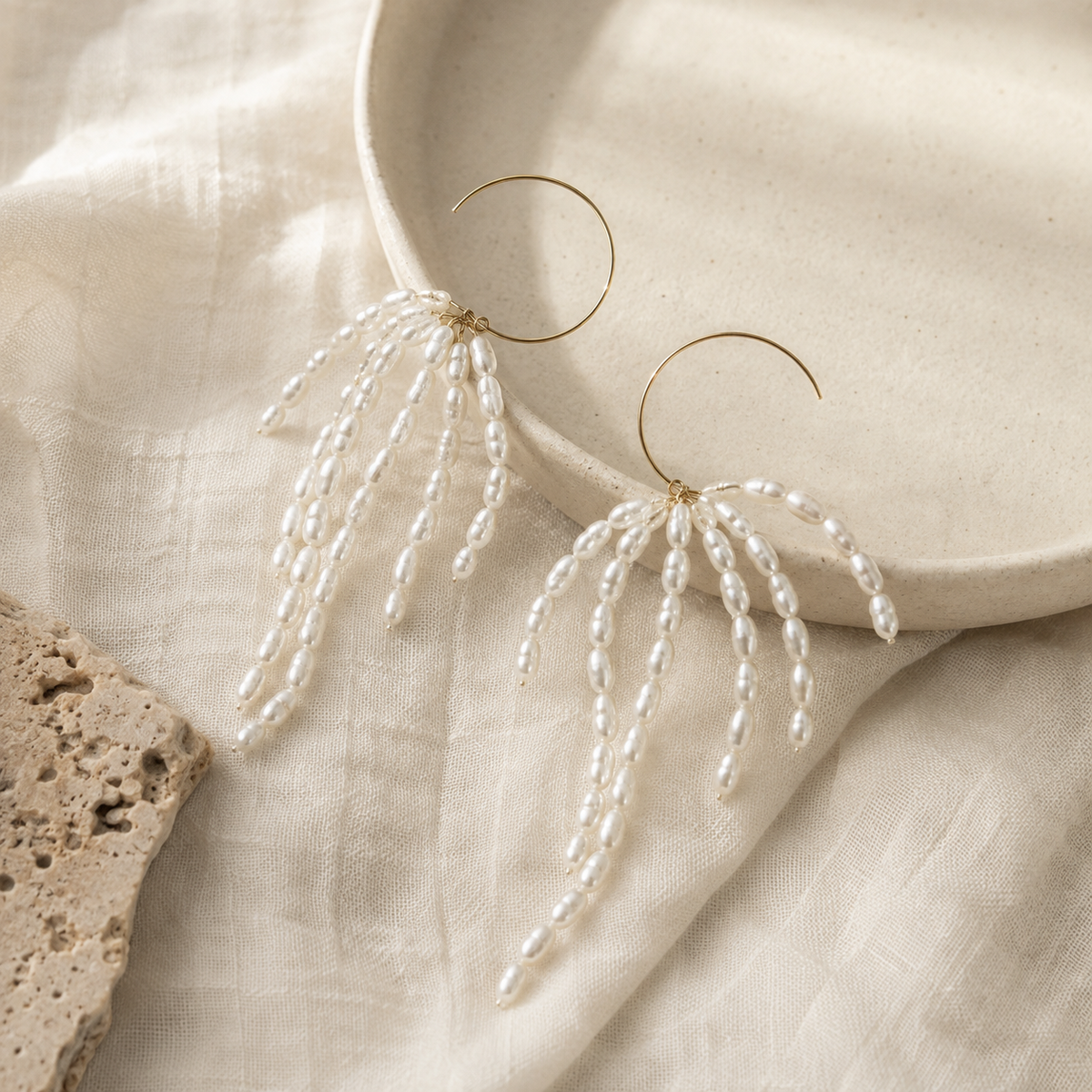 Baroque Pearl Cascade Tassel Earrings