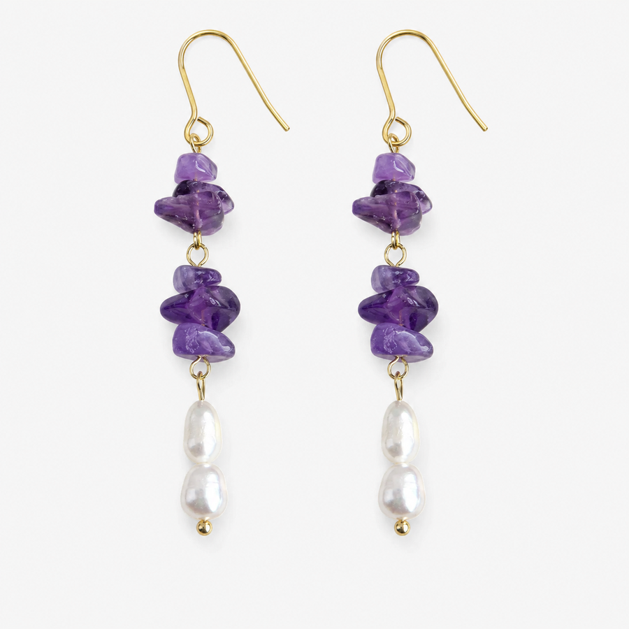 Lavender Pearl Tassel Earrings
