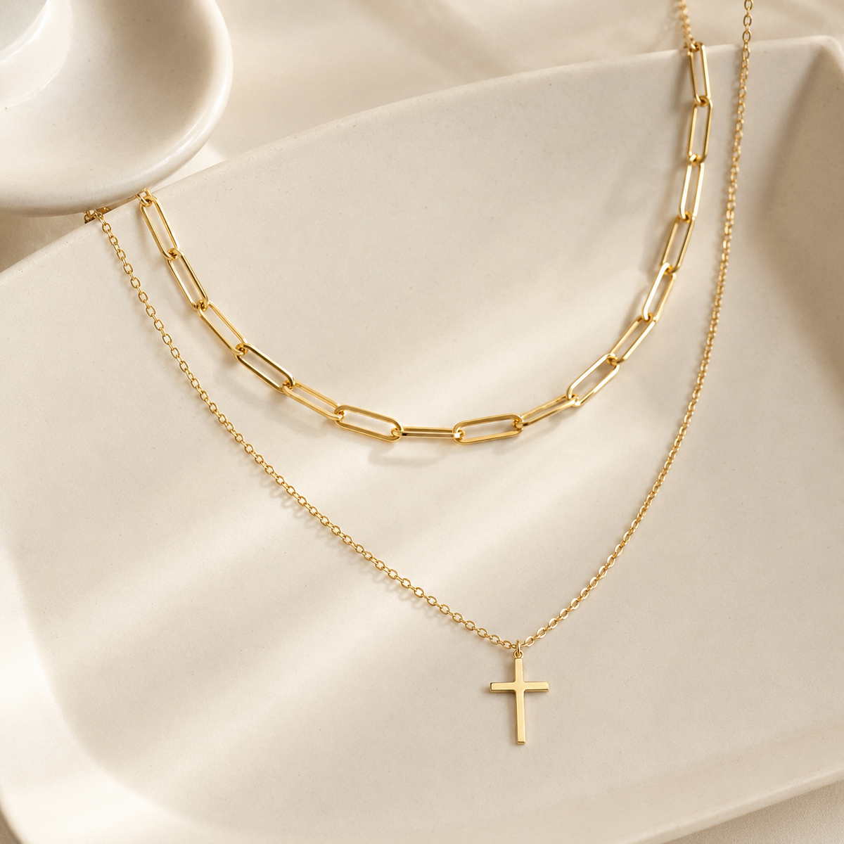 Paperclip Cross Pendant Necklace