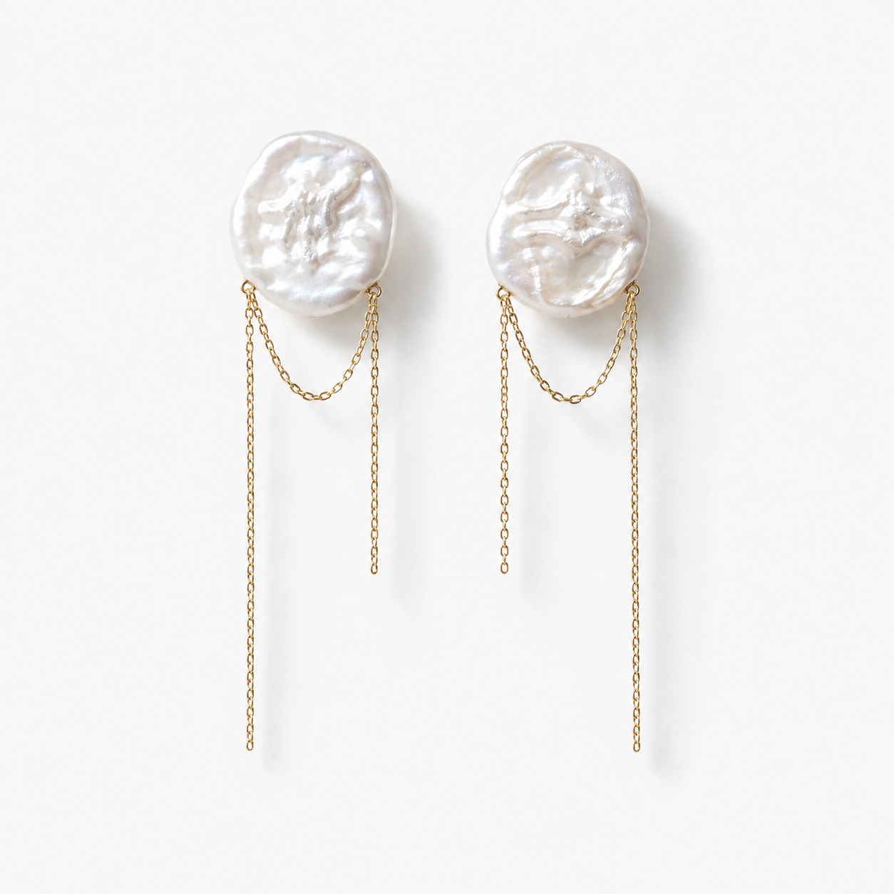 Baroque Pearl Chain Drop Earrings
