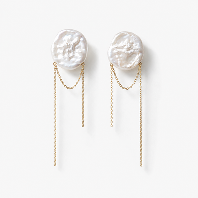 Baroque Pearl Chain Drop Earrings