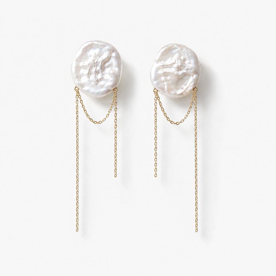 Baroque Pearl Chain Drop Earrings