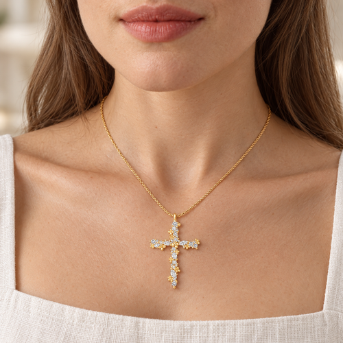 CZ Cross Pendant Necklace